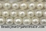 CSB2200 15.5 inches 4mm round wrinkled shell pearl beads wholesale