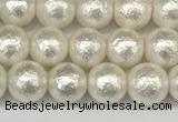 CSB2201 15.5 inches 6mm round wrinkled shell pearl beads wholesale