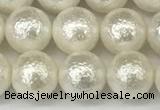 CSB2202 15.5 inches 8mm round wrinkled shell pearl beads wholesale