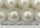 CSB2203 15.5 inches 10mm round wrinkled shell pearl beads wholesale