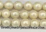 CSB2210 15.5 inches 4mm round wrinkled shell pearl beads wholesale