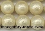 CSB2213 15.5 inches 10mm round wrinkled shell pearl beads wholesale