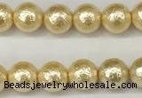 CSB2220 15.5 inches 4mm round wrinkled shell pearl beads wholesale