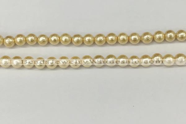 CSB2221 15.5 inches 6mm round wrinkled shell pearl beads wholesale