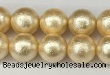 CSB2222 15.5 inches 8mm round wrinkled shell pearl beads wholesale