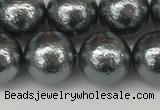 CSB2293 15.5 inches 10mm round wrinkled shell pearl beads wholesale