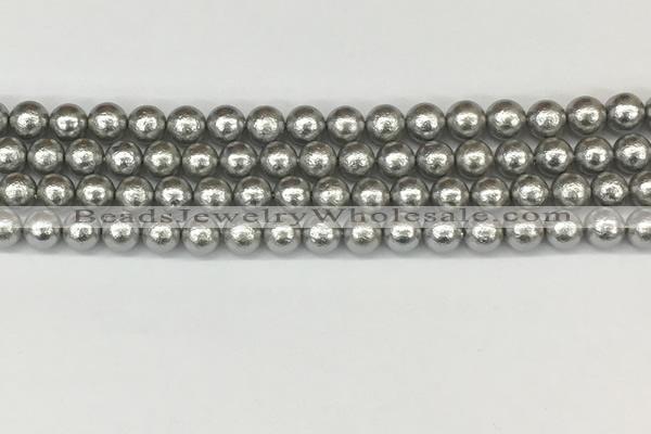 CSB2301 15.5 inches 6mm round wrinkled shell pearl beads wholesale