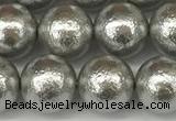 CSB2303 15.5 inches 10mm round wrinkled shell pearl beads wholesale