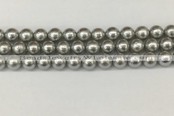 CSB2303 15.5 inches 10mm round wrinkled shell pearl beads wholesale