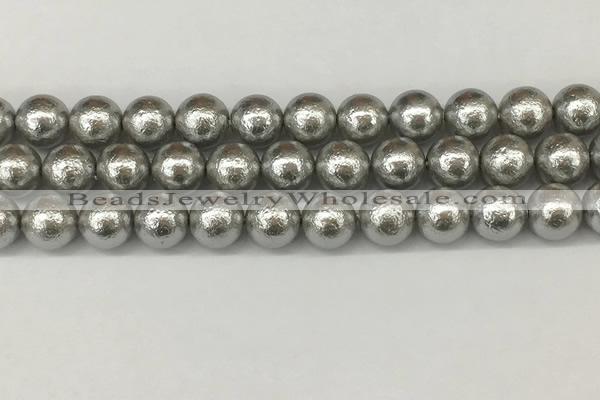 CSB2304 15.5 inches 12mm round wrinkled shell pearl beads wholesale