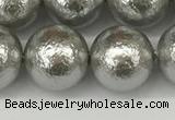 CSB2305 15.5 inches 14mm round wrinkled shell pearl beads wholesale