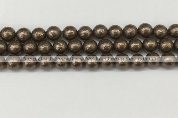 CSB2313 15.5 inches 10mm round wrinkled shell pearl beads wholesale