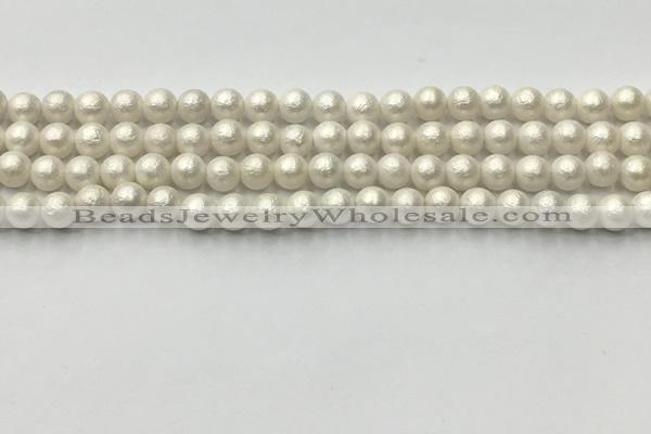 CSB2360 15.5 inches 4mm round matte wrinkled shell pearl beads