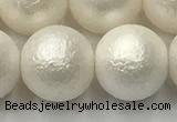 CSB2366 15.5 inches 16mm round matte wrinkled shell pearl beads