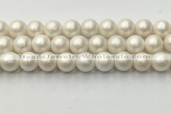 CSB2366 15.5 inches 16mm round matte wrinkled shell pearl beads