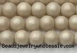 CSB2370 15.5 inches 4mm round matte wrinkled shell pearl beads