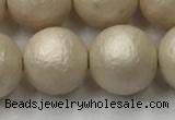 CSB2375 15.5 inches 14mm round matte wrinkled shell pearl beads