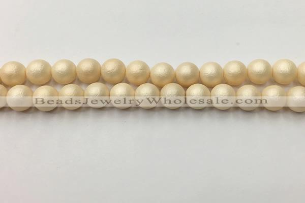 CSB2393 15.5 inches 10mm round matte wrinkled shell pearl beads