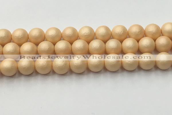 CSB2404 15.5 inches 12mm round matte wrinkled shell pearl beads