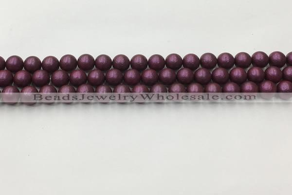 CSB2460 15.5 inches 4mm round matte wrinkled shell pearl beads