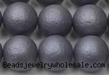 CSB2483 15.5 inches 10mm round matte wrinkled shell pearl beads