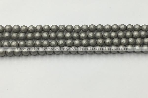 CSB2490 15.5 inches 4mm round matte wrinkled shell pearl beads