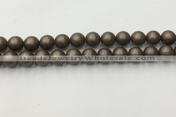 CSB2514 15.5 inches 12mm round matte wrinkled shell pearl beads