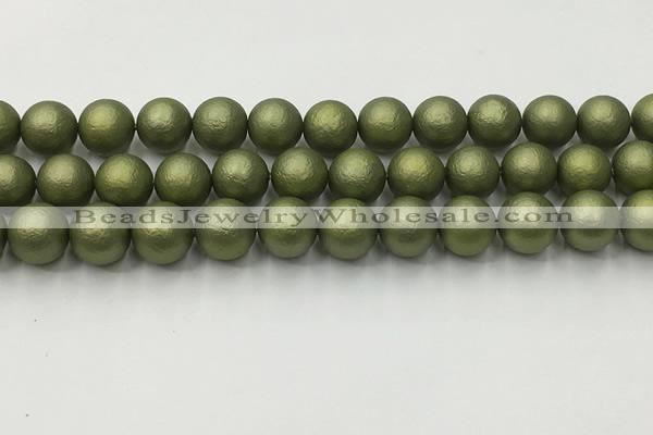 CSB2524 15.5 inches 12mm round matte wrinkled shell pearl beads