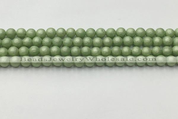 CSB2531 15.5 inches 6mm round matte wrinkled shell pearl beads