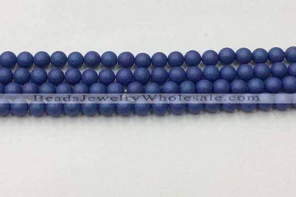 CSB2570 15.5 inches 4mm round matte wrinkled shell pearl beads