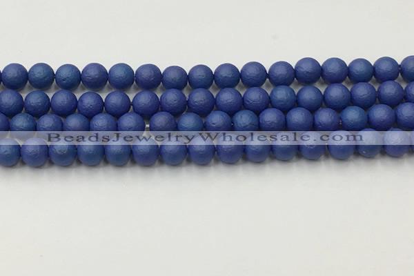 CSB2571 15.5 inches 6mm round matte wrinkled shell pearl beads