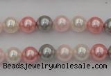 CSB303 15.5 inches 8mm round mixed color shell pearl beads