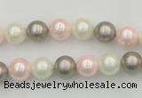 CSB313 15.5 inches 8mm round mixed color shell pearl beads