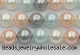 CSB336 15.5 inches 10mm round mixed color shell pearl beads