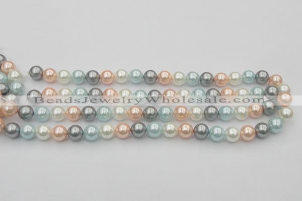 CSB336 15.5 inches 10mm round mixed color shell pearl beads