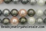 CSB338 15.5 inches 10mm round mixed color shell pearl beads