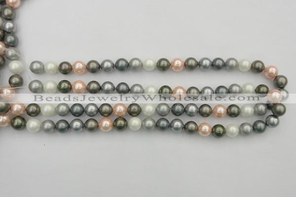 CSB338 15.5 inches 10mm round mixed color shell pearl beads