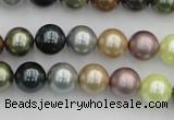 CSB339 15.5 inches 10mm round mixed color shell pearl beads