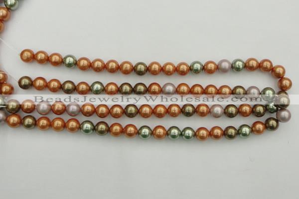 CSB343 15.5 inches 10mm round mixed color shell pearl beads