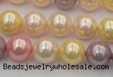 CSB354 15.5 inches 12mm round mixed color shell pearl beads