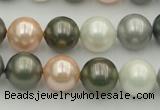 CSB363 15.5 inches 12mm round mixed color shell pearl beads