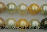 CSB374 15.5 inches 14mm round mixed color shell pearl beads