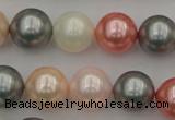 CSB376 15.5 inches 14mm round mixed color shell pearl beads