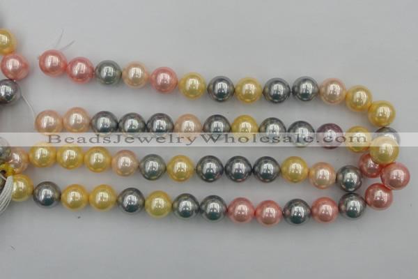 CSB377 15.5 inches 14mm round mixed color shell pearl beads