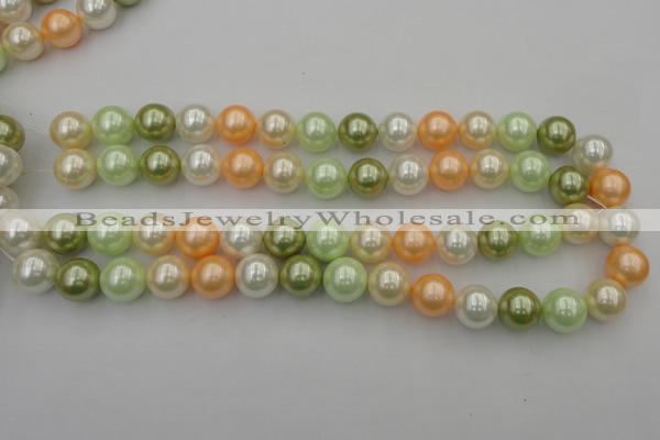 CSB379 15.5 inches 14mm round mixed color shell pearl beads