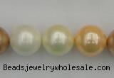 CSB392 15.5 inches 16mm round mixed color shell pearl beads