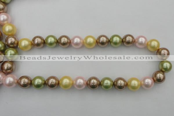 CSB393 15.5 inches 16mm round mixed color shell pearl beads