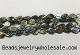 CSB4135 15.5 inches 8*12mm flat teardrop abalone shell beads