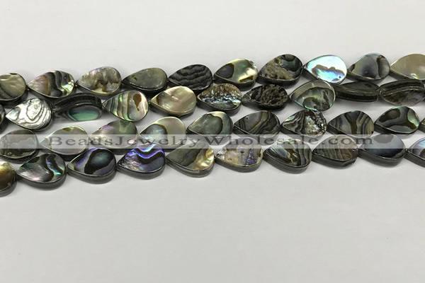 CSB4136 15.5 inches 10*14mm flat teardrop abalone shell beads