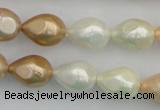 CSB415 12*15.5mm faceted teardrop mixed color shell pearl beads